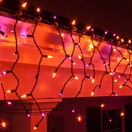 Orange, Purple Halloween Icicle Lights, Black Wire 