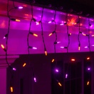 M5 Amber, Purple Halloween LED Icicle Lights, Black Wire 