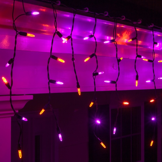 150 Mini purple, green icicle light set