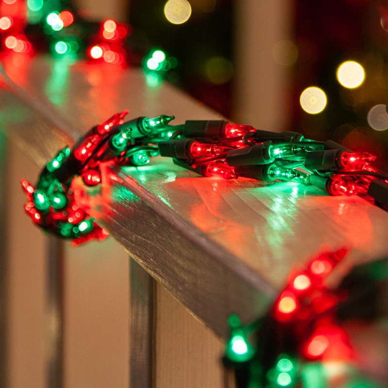 Red & Green Christmas Garland Lights
