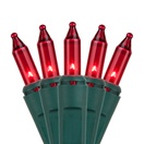 100 Red Christmas Tree Mini Lights, 6" Spacing, Green Wire