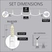 70 M5 Warm White LED Christmas Lights, 4" Spacing, White Wire