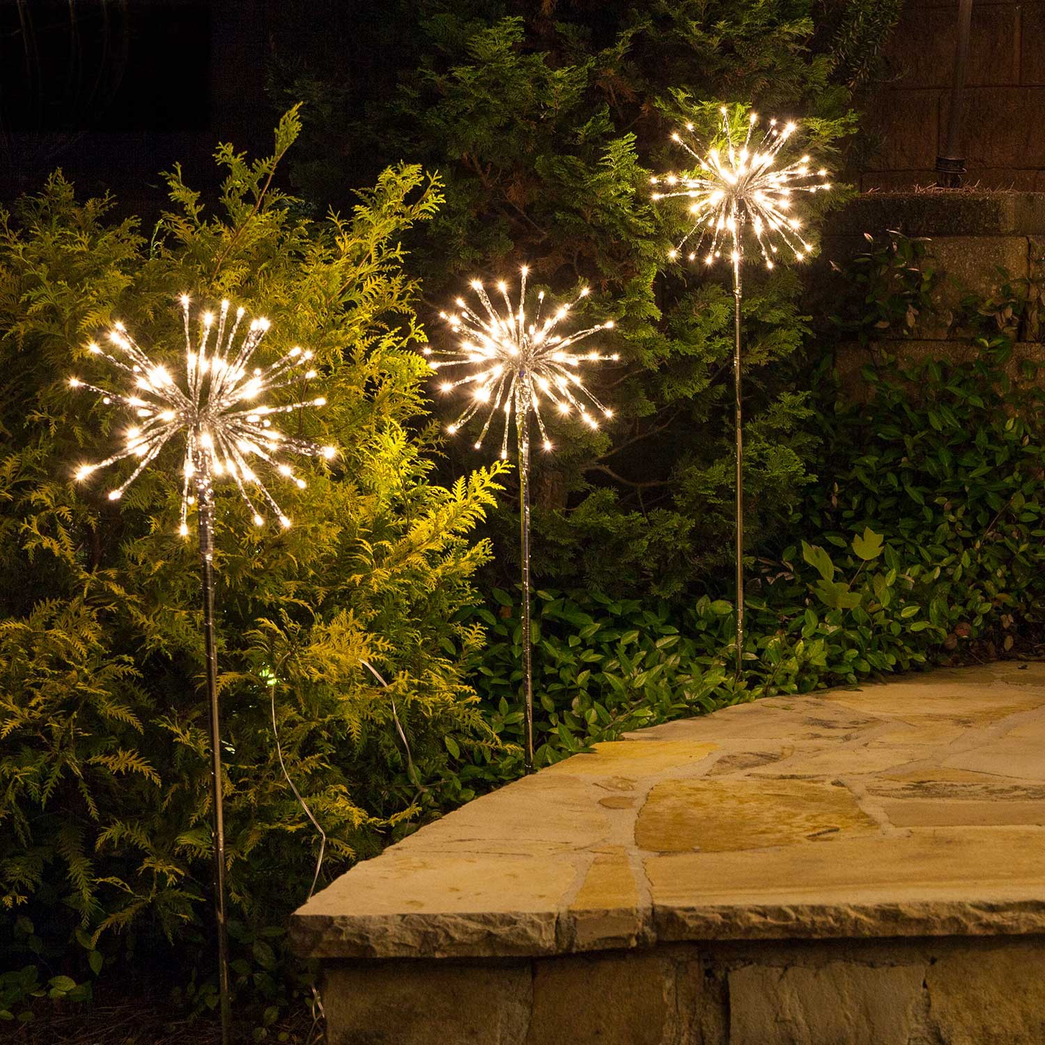 Starburst Lighted Branches On Stakes Are Gorgeous Wedding Pathway Lights