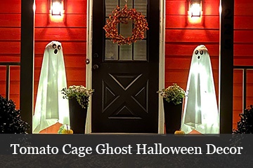 Tomato Cage Ghost DIY Halloween Decoration