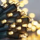 20 Warm White Battery Powered Twinkle 5mm LED Christmas Lights, Green Wire