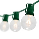 25 G40 Clear Patio String Lights on Green Wire