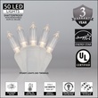 50 T5 Warm White LED Christmas Tree Lights, 4" Spacing, White Wire